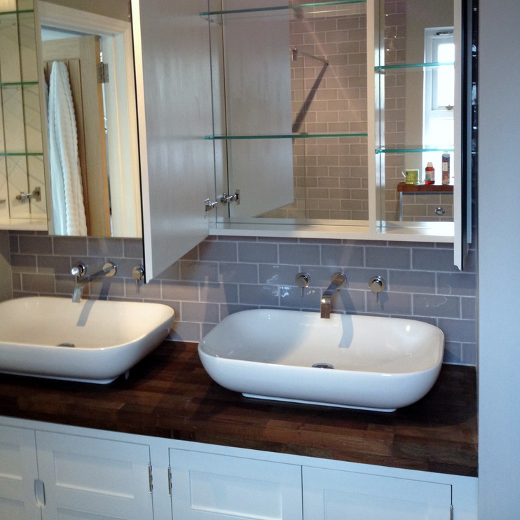 two sinks on a vanity unit