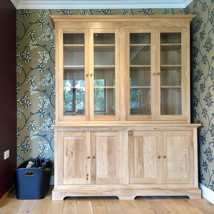 oak glazed bookcase